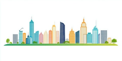 Fototapeta premium Minimalist pen line illustration of a city skyline panorama.