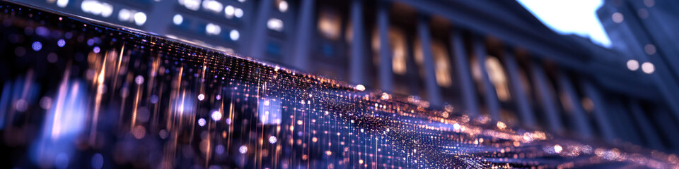 Abstract Data Surface with Blurred Building Background