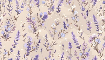 Lavender Flowers on a Beige Background, Card