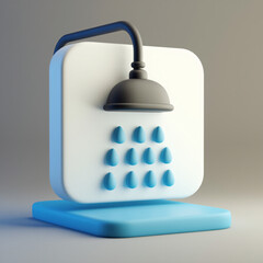 Fototapeta premium Modern Minimalist Shower Icon with Drops and Simple Design