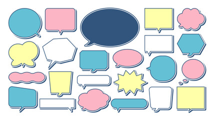 シンプル レトロ カラフル ポップ 吹き出しセット まとめ ベクターデータ チラシ・雑誌・Web・動画素材 文字なし