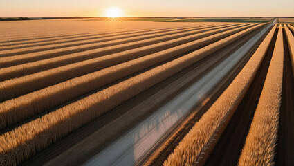 railroad tracks in sunset
