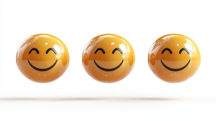 Naklejka premium Happy smiles three-dimensional floating emoji logo digital art bright environment upbeat concept
