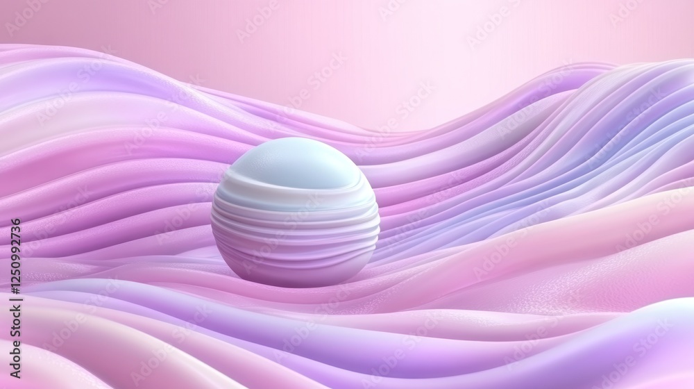 Canvas Prints Pastel-colored sphere rests on flowing, wavy fabric.