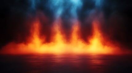 Fototapeta premium Fiery Inferno Reflecting on Dark Waters