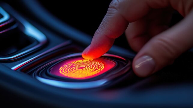 Finger scanning fingerprint sensor in car console for vehicle access at night