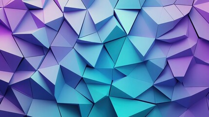 Fototapeta premium Abstract geometric design featuring overlapping triangles in shades of violet and teal, evoking a sense of futuristic innovation