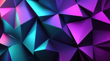Abstract geometric design featuring overlapping triangles in shades of violet and teal, evoking a sense of futuristic innovation