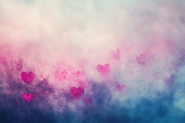 Obraz premium Abstract Pastel Hearts Background Soft Dreamy Pink Purple Blue Colors
