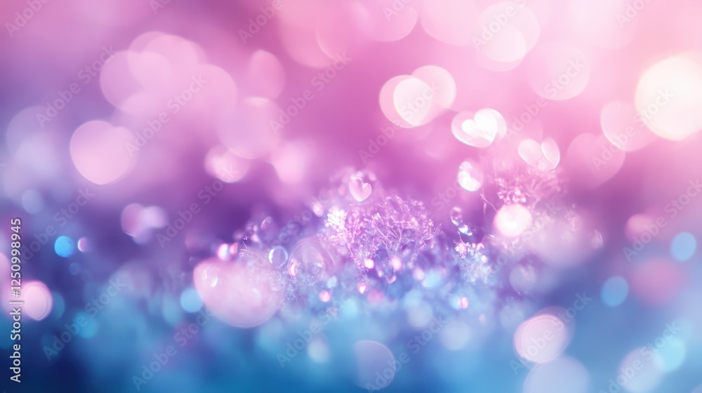 Poster Abstract Pink Purple Blue Bokeh Background with Sparkling Lights and Glitter Texture