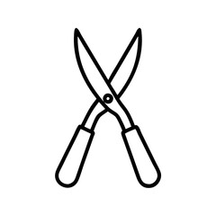 Hedge shears vector icon outline illustration, essential tool for trimming bushes and hedges