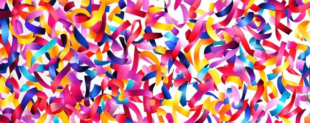 Colorful ribbons confetti pattern.