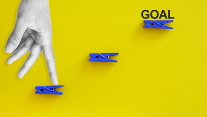 Career Goals concept. Business or life determination are shown with fingers going towards personal...