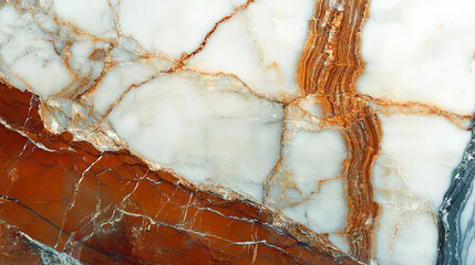 White and Brown Marble Texture with Natural Veins. Luxury Stone Background