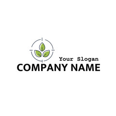 green leaves logo vegan vector icon design company name style