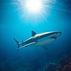 Fototapeta premium shark in the blue sea