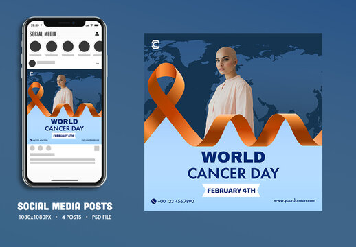 World Cancer Day, Editable Social Media Post for Healthcare or Medical. 