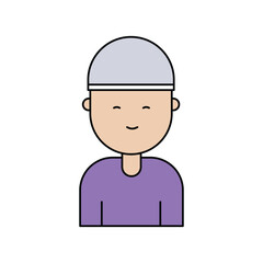 muslim man lineal color line icon with white background vector stock illustration