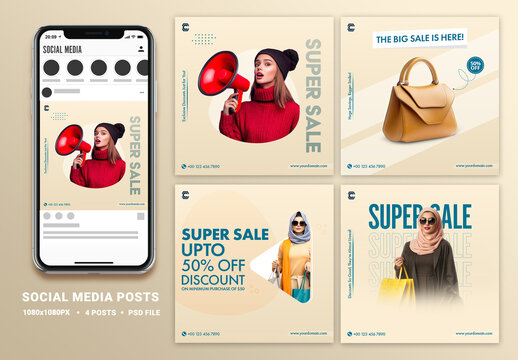 Super Sale, Editable Social Media Set for Product Sale, or Ads.