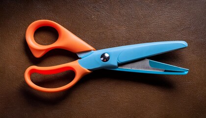 scissors on brown background