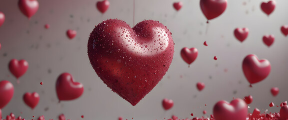 Fototapeta premium Red 3D Heart on White Background for Valentine's Day