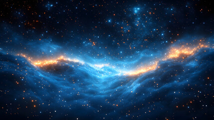 Blue and Gold Bokeh Lights on a Glittery Abstract Background  with a festive ambiance