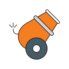 cannon lineal color line icon with white background vector stock illustration