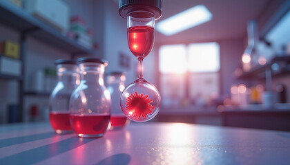 Microscopic parasite in blood drop under magnification, laboratory study