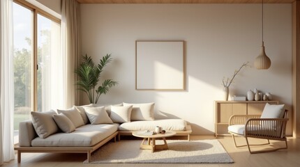 Fototapeta premium Elegant Japandi Living Room