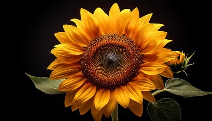 Fototapeta premium sunflower on black background