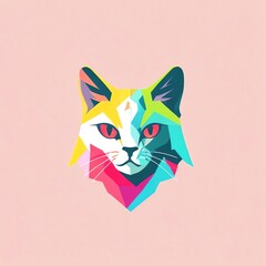 Vibrant Geometric Cat Portrait: A Playful Pop Art Masterpiece