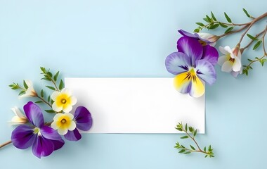 Cool spring Pansy & Blue Cedar background