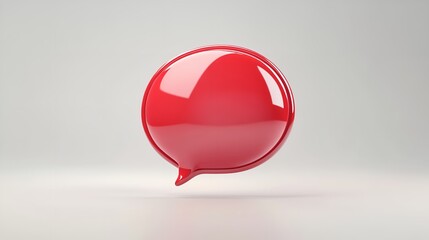 3D red speech bubble icon on a white background, speech bubble, chat, communication