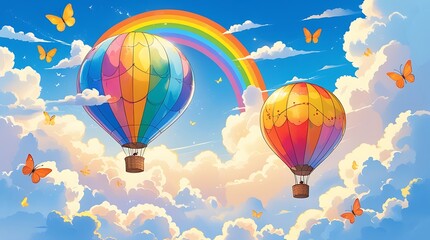 Fototapeta premium vibrant and enchanting summer background illustration. Colorful summer 3d elements