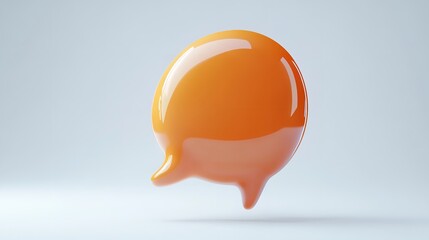 3D orange speech bubble icon on a white background, speech bubble, chat, communication
