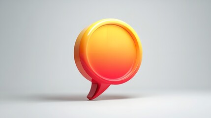 3D orange speech bubble icon on a white background, speech bubble, chat, communication