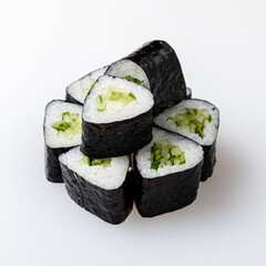 Delightful Arrangement of Fresh Cucumber Sushi Rolls Showcasing Culinary Artistry and Colorful Ingredients for a Perfect Meal Experience