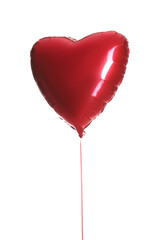 One heart-shaped red balloon isolated on white. Happy Valentine's day