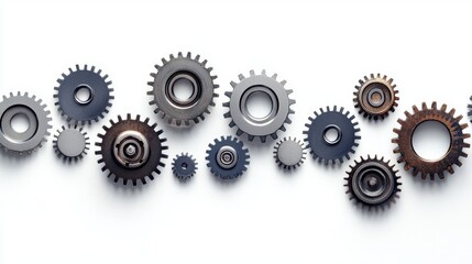 Gears and cogs on a white background. Generative AI