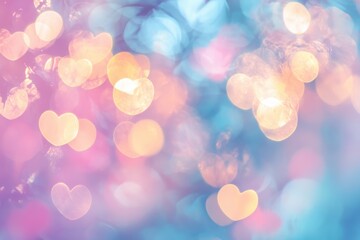 Obraz premium Pastel Heart Shaped Bokeh Lights Abstract Background