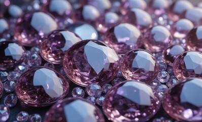 Glistening purple gemstones and crystals