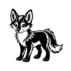 Vector illustration Wolf cartoon silhouette  stock