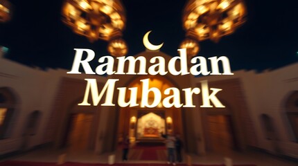 Elegant Ramadan Mubarak Background with Arabic Calligraphy and Crescent Moon