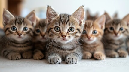 Adorable Brown Tabby Kittens Close Up