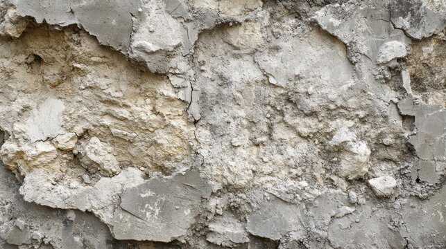 Weathered Concrete Wall Showing Extensive Damage and Decay