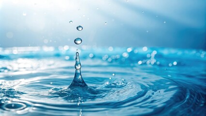 A stunning blue water drop background with a subtle gradient effect, creating an ethereal and dreamy atmosphere, blue, visual, waves, aesthetic