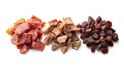 Mix of dried meat Jerky . From chicken , beef and pork. Beer snacks
