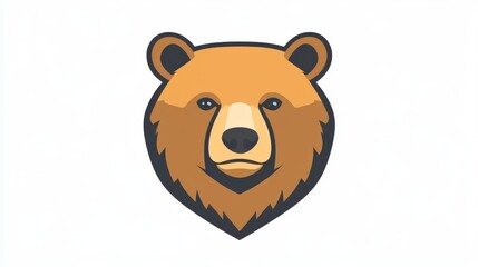 Obraz premium 52.A vector drawing of a bearâ€™s head, with smooth lines and a cute, approachable expression. The bearâ€™s face features are simplified for a modern and professional logo design, ideal for