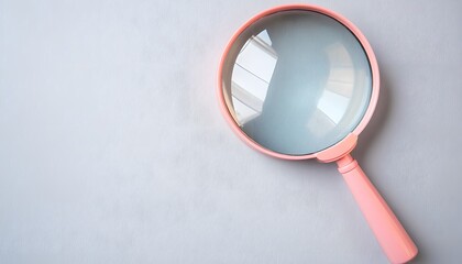 A Pink Handheld Magnifying Glass on a Gray Surface