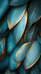 Obraz premium Teal and Gold Leaves.